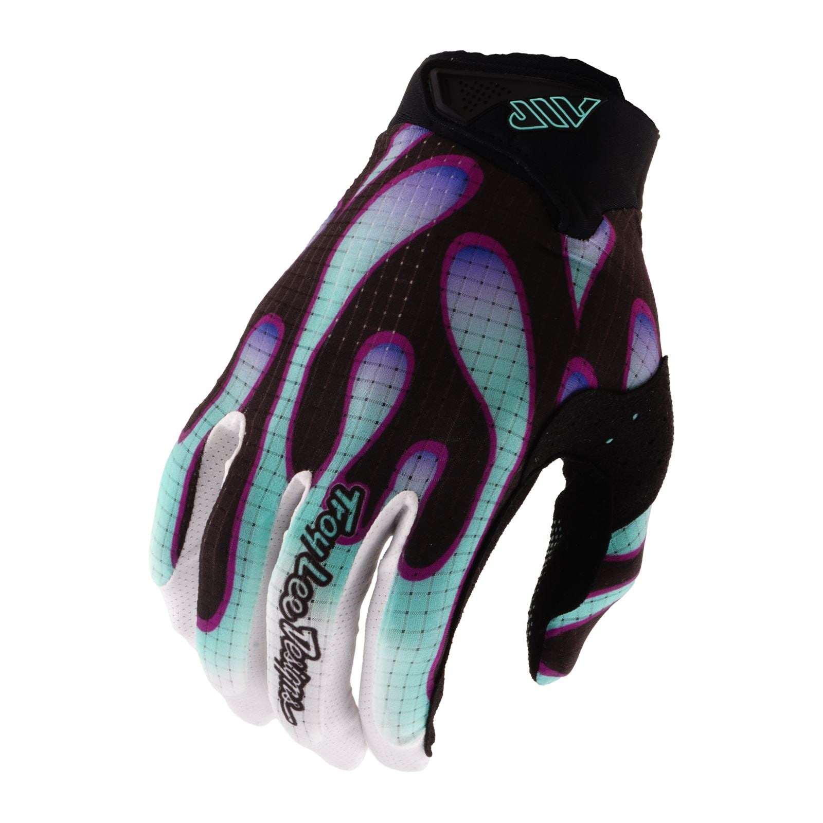 Troy Lee Designs Spring 2026 Youth AIR Overspray MX Gloves Black Real Teal